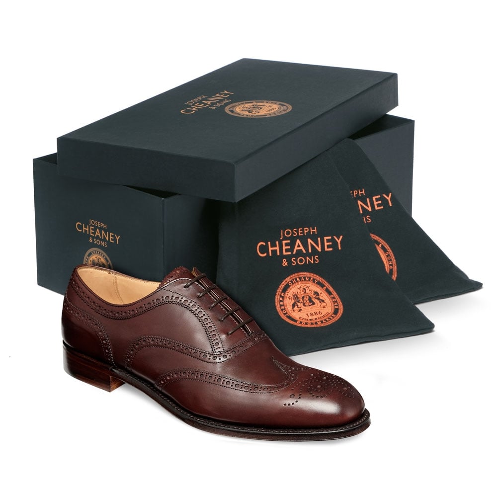 Cheaney Arthur III Oxford Brogue in Burgundy Calf Leather