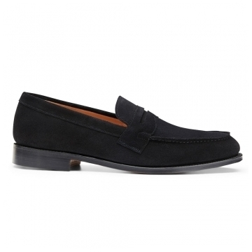 Black suede slip on clearance loafers