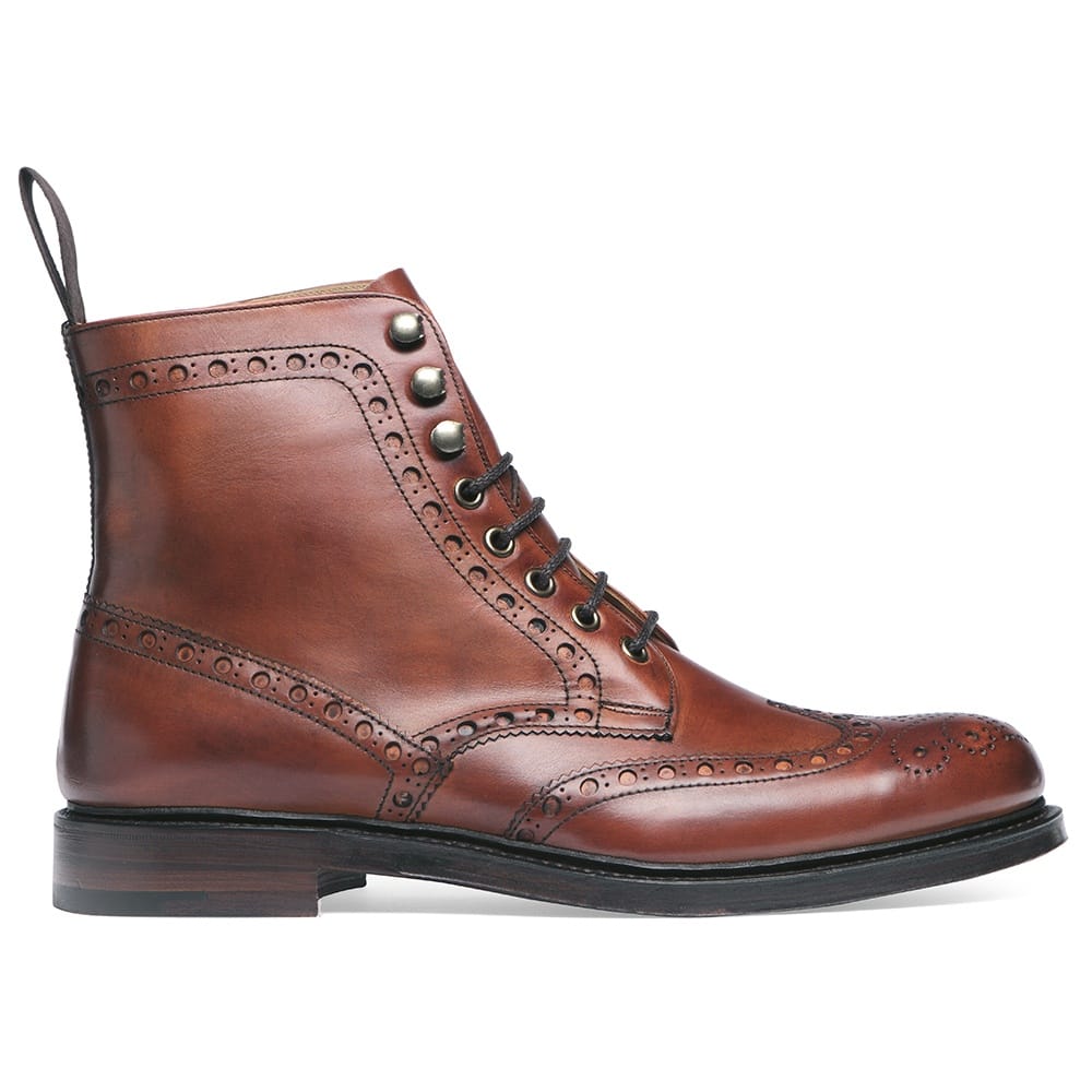 Cheaney Tweed | Men's Dark Leaf Brogue Ankle Boot | Made in England